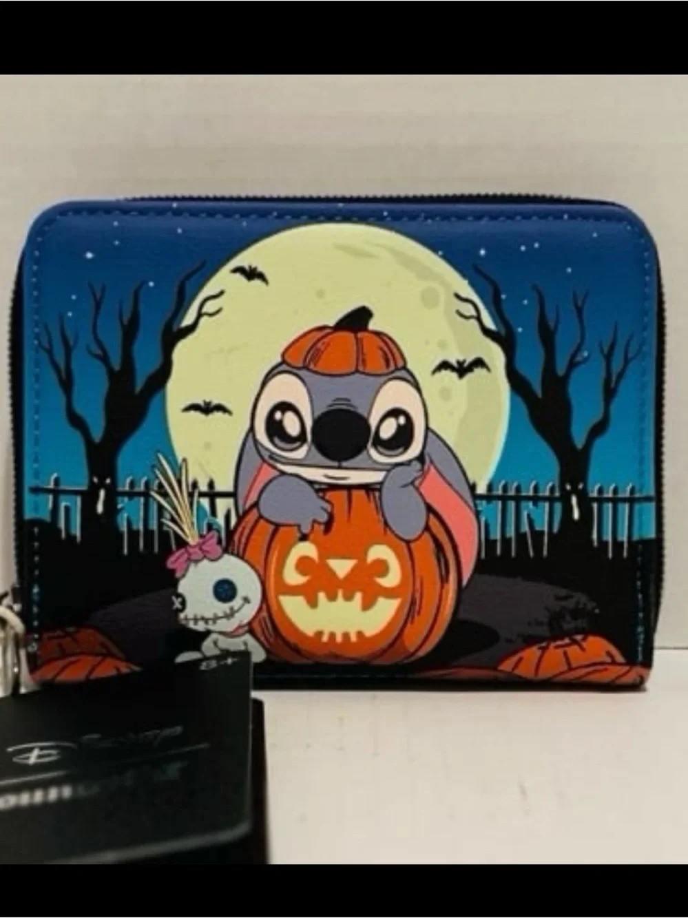 Loungefly Disney NWT Stitch Pumpkin Glow-in-the-Dark Mini Backpack & Wallet - Picture 7 of 9